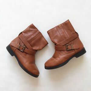 Zara tan leather buckle boots  EUC  size 27(10)